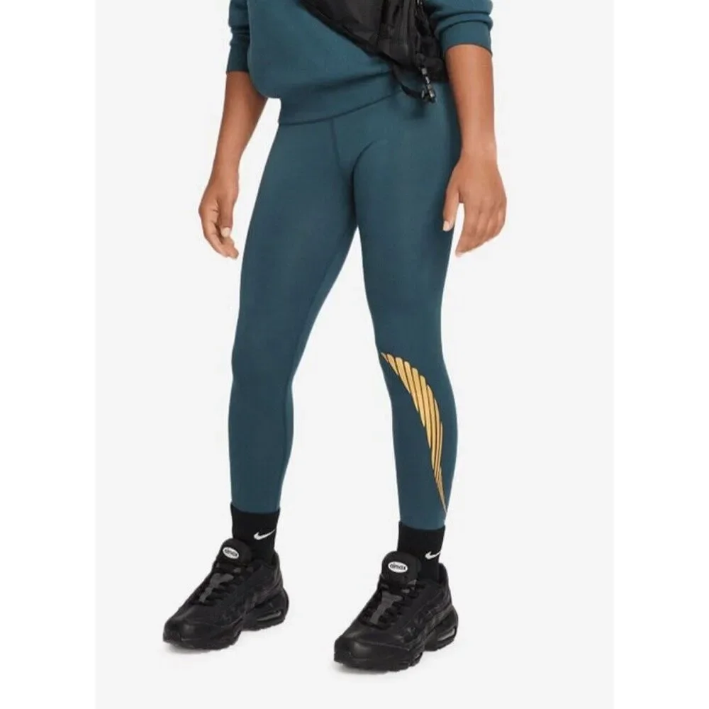 Nike‎ Girl's High-Rise Leggings, Deep Jungle, Youth XL